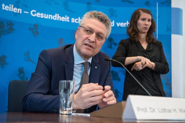Health Corona Virus Robert Koch Institute Due to the corona crisis, the Robert Koch Institute, an independent German federal authority for infectious diseases, holds a daily press briefing to inform the public about the course of the virus epidemic and countermeasures. In the picture on the podium with Prof Dr Lothar H Wieler, Preside