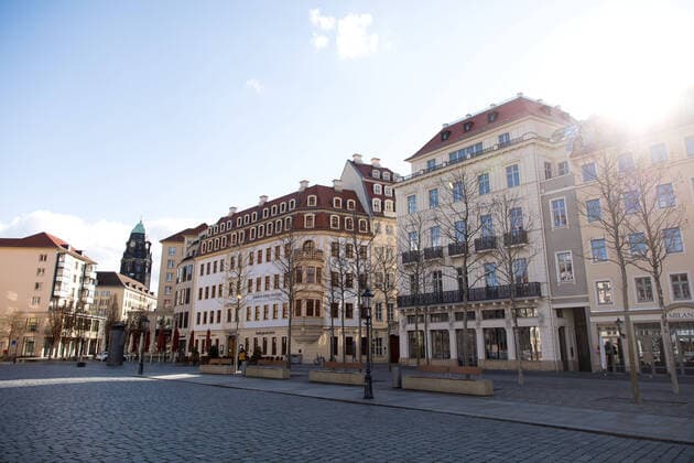 Sunday afternoon day 2 after the citys general order with exit restrictions in Dresden due to the new coronavirun empty Neumarkt 22 03 2020, Dresden, Germany, Dresden Altstadt, Dresden