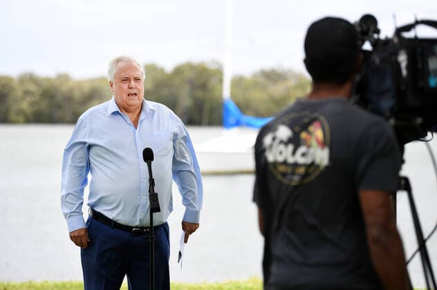 CLIVE PALMER COVID19 ANNOUNCEMENT, Businessman Clive Palmer is seen during a press conference on the Gold Coast, Monday, March 23, 2020. Mr Palmer said he will pay for more than one million doses of a malaria drug that could help fight coronavirus. ( NO ARCHIVING, EDITORIAL USE ONLY, NO USE IN BOOKS WITHOUT CONSENT BRISBANE QLD AUSTRALIA  Copyright: xDANxPELEDx 20200323001458845421