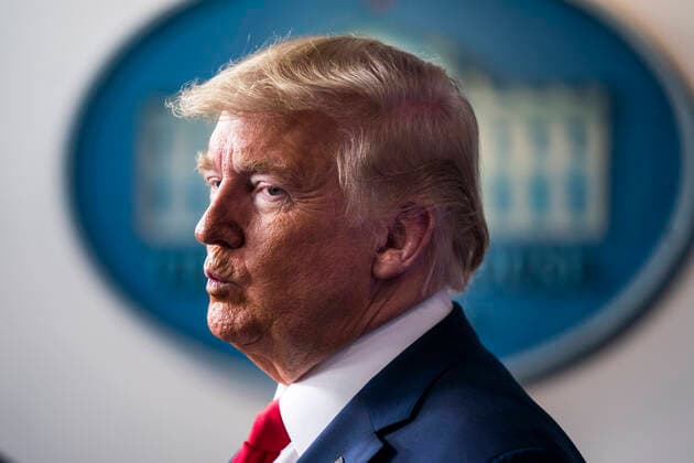 March 22, 2020, Washington, District of Columbia, USA: US President DONALD J TRUMP reacts after delivering remarks on the pandemic in the press briefing room of the White House. Efforts to contain the coronavirus COVID-19 pandemic have caused travel disruptions, sporting event cancellations, runs on cleaning supplies and food and other inconveniences Washington USA - ZUMAs152 20200322_zaa_s152_025 Copyright: xJimxLoscalzox