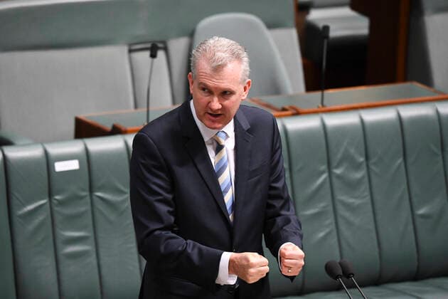 CORONAVIRUS LEGISLATION PARLIAMENT, The manager of Opposition business Tony Burke speaks during parliamentary sitting under rules of social distancing in the House of Representatives at Parliament House in Canberra, Monday, March 23, 2020. ( NO ARCHIVING, EDITORIAL USE ONLY, NO USE IN BOOKS WITHOUT CONSENT CANBERRA ACT AUSTRALIA  Copyright: xLUKASxCOCHx 20200323001458858321