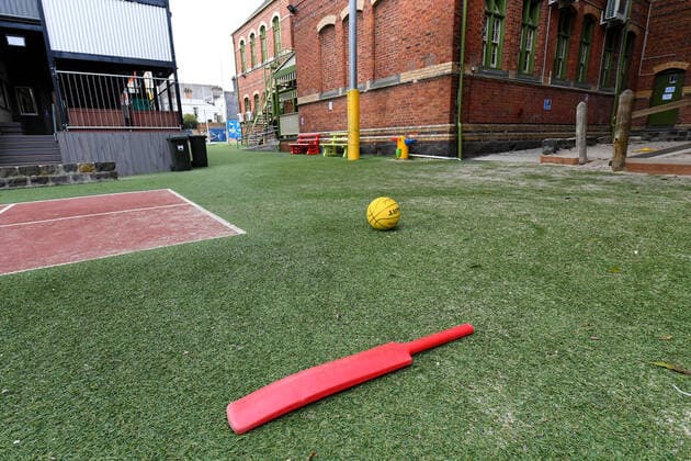 COVID19 VIC SCHOOL CLOSURES, Sports equipment is seen left outside at a primary school in Melbourne s inner north, Monday, March 23, 2020. Victorian Premier Daniel Andrews has brought forward school holidays as a measure to slow the rapid spreading Covid-19 virus throughout the state. ( NO ARCHIVING, EDITORIAL USE ONLY, NO USE IN BOOKS WITHOUT CONSENT MELBOURNE VIC AUSTRALIA  Copyright: xJAMESxROSSx 20200323001458886159