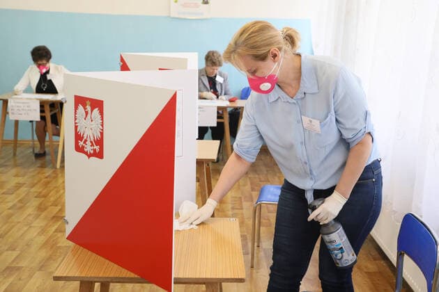 Complementary local elections are held in some places in Poland despite the coronavirus outbreak Despite the coronavirus outbreak in some places in Poland complementary local elections are held on March 22, 2020. Picture taken on March 22, 2020 in Bemowo Piskie, Poland. EN_01421296_0042 