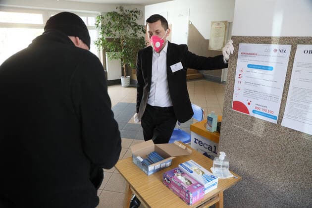 Complementary local elections are held in some places in Poland despite the coronavirus outbreak Despite the coronavirus outbreak in some places in Poland complementary local elections are held on March 22, 2020. Picture taken on March 22, 2020 in Bemowo Piskie, Poland. EN_01421296_0059 