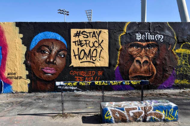 In times of exit restrictions and contact blocks due to the Corona crisis, the creativity of the graffiti artists in Mauerpark lives on Berlin, 23 03 2020 Foto:xF.xKernx xFuturexImage