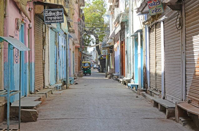India: Janta Curfew in Rajasthan City streets wears a deserted look during Janta Curfew in the wake of coronavirus pandemic in Beawar. Beawar Rajashan India Copyright: SumitxSaraswat