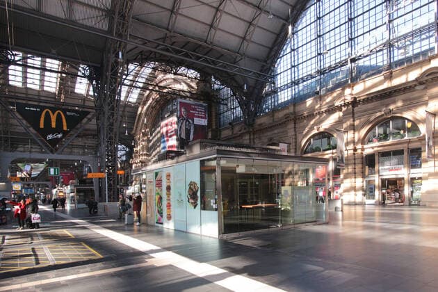 Under normal conditions, Sunday afternoons are among the days with the highest travel intensity, but the fear of coronavirus infection leads to an almost deserted central station in Frankfurt, Hessen, Germany