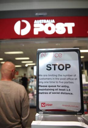 (200323) -- CANBERRA, March 23, 2020 -- Photo taken on March 23, 2020 shows the notice at a post office in Canberra, Australia. Non-essential venues across Australia have been ordered to close from midday on Monday in order to slow the spread of COVID-19. Prime Minister Scott Morrison on Sunday night announced an escalation of social distancing measures, including the mandatory closure of cinemas, pubs, entertainment venues, indoor sporting venues and so on. Restaurants and cafes will remain open but will only be allowed to offer takeaway and or home delivery services. (Photo by Xinhua) AUSTRALIA-CANBERRA-COVID-19-SOCIAL DISTANCING MEASURES LiuxChangchang 