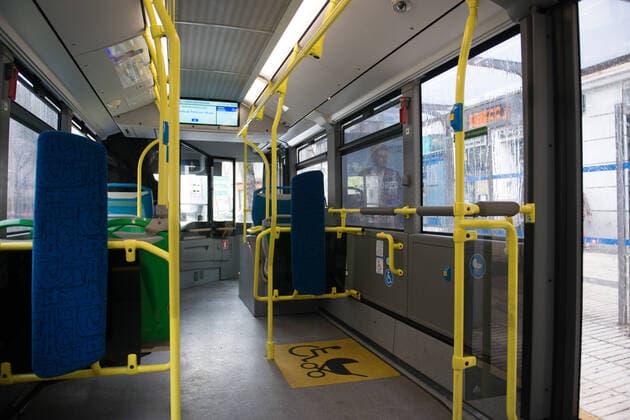 March 23, 2020, Madrid, MADRID, SPAIN: Empty bus during ninenth day after the Government declared the state of alarm in Spain and recommended people to stay at home to fight coronavirus COVID-19 on March 23, 2020 in Madrid, Spain Madrid SPAIN - ZUMAa181 20200323_zaa_a181_013 Copyright: xJoaquinxCorcherox