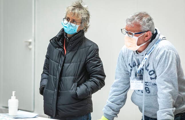 Bergamo Coronavirus - an Emergency staff at the Alpini field hospital to train doctors and volunteers in the management of the epidemic; in the photo Gina Cortella (Emergency doctor) (Foto & xa9;Sergio Agazzi Fotogramma, Bergamo - 2020-03-23) p.s. la foto e utilizzabile nel rispetto del contesto in cui e stata scattata, e senza intento diffamatorio del decoro delle persone rappresentate  Copyright: xFotox& xa9;SergioxAgazzix xFOTOGRAMMAx
