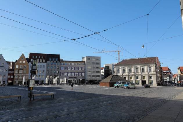 Rathausplatz, Corona, Augsburg, exit restriction, 23 03 2020 Augsburg Bavaria Germany Copyright: xkolbert-press ChristianxKolbertx