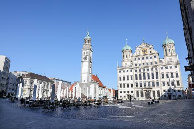 Rathausplatz, Corona, Augsburg, exit restriction, 23 03 2020 Augsburg Bavaria Germany Copyright: xkolbert-press ChristianxKolbertx