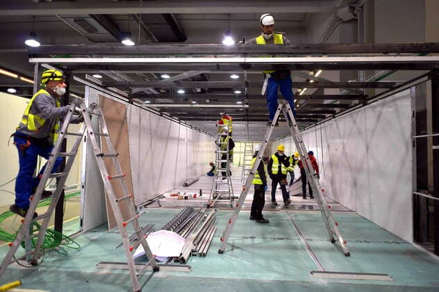 Milan Construction site of the new Coronavirus emergency hospital under construction at the Milan Fair (Maurizio Maule Fotogramma, Milan - 2020-03-23) p.s. la foto e utilizzabile nel rispetto del contesto in cui e stata scattata, e senza intento diffamatorio del decoro delle persone rappresentate  Copyright: xMaurizioxMaulex xFOTOGRAMMAx