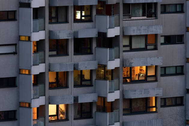apartment house, people at home due to corona virus (COVID-19), flat Wien, Vienna Wien Austria 22. Donaustadt