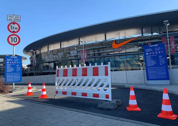 Closed parking lot to the Shopping Outlett Center Wolfsburg