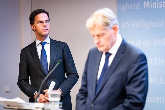DEN HAAG, 23-03-2020, New measures for the coronavirus in the Netherlands presented during a press conference by Minister President minister Algemene Zaken Mark Rutte, Minister voor Medische Zorg en Sport Martin van Rijn, Viceminister President en Minister van Volksgezondheid, Welzijn en Sport Hugo de Jonge and Minister van Justitie en Veiligheid Ferdinand Grapperhaus. New measures announched for coronavirus  x7573183x Copyright: