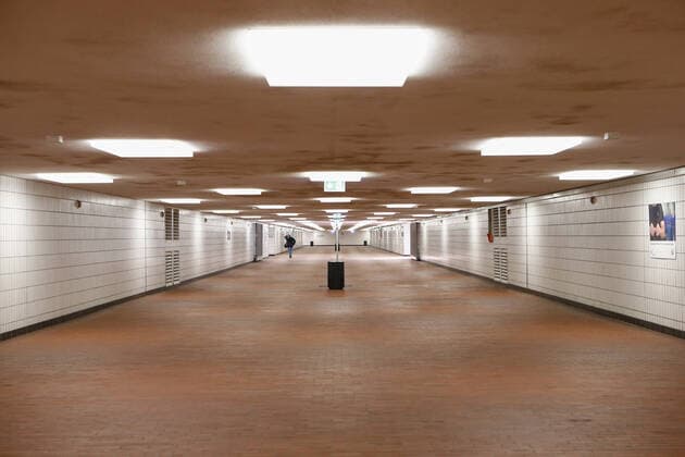 23 03 2020, xtgx, effects of the corona virus in Wolfsburg, empty tunnel to the VW plant in Wolfsburg, Volkswagen has stopped production until further notice Wolfsburg