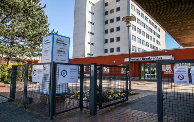 Coronavirus in Berlin Berlin, 22 03 2020, Paulinen Krankenhaus Shield indicates visiting ban No visiting allowed Because of the coronavirus, the clinics have prepared for the emergency Berlin Berlin Germany Paulinen Krankenhaus