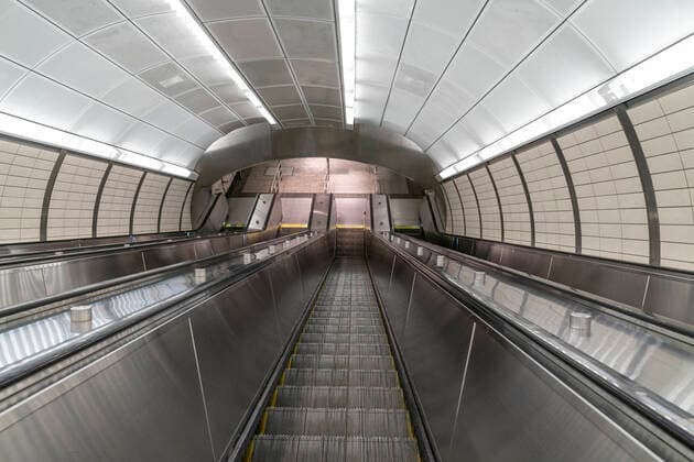 1st day of stay at home for New York City Virtually empty subway station Hudson Yards in New York City on first day of Stay at Home executive order New York New York United States Copyright: LevxRadin