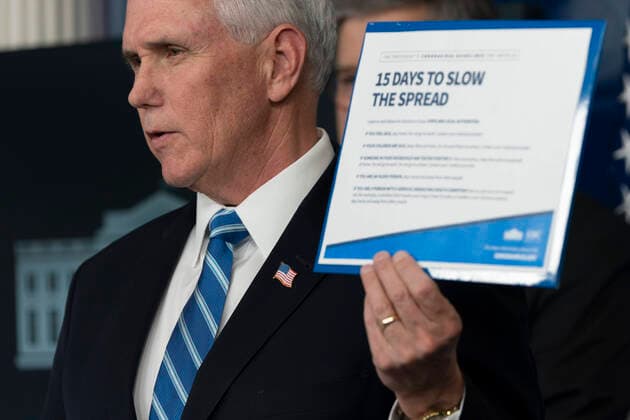 United States Vice President Mike Pence holds a chart as he speaks during a news briefing by members of the Coronavirus Task Force at the White House in Washington, DC on Monday, March 23, 2020. Copyright: xChrisxKleponisx
