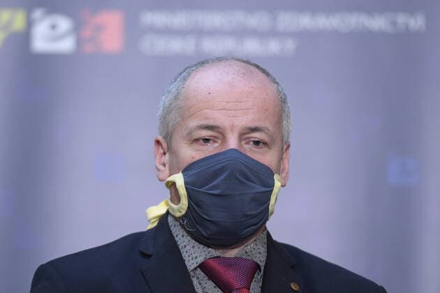 Deputy Health Minister and Central Crisis Staff head Roman Prymula with a protection face mask attends a press conference on assessment of development of COVID-19 illness, on March 24, 2020, in Prague, Czech Republic. (CTKxPhoto OndrejxDeml) CTKPhotoP202003240218601 _DML8739