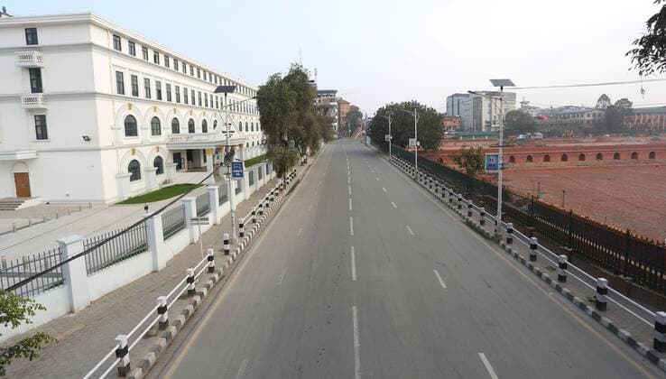 (200324) -- KATHMANDU, March 24, 2020 -- Photo taken on March 24, 2020 shows empty street at Ratnapark in Kathmandu, capital of Nepal. Nepal on Monday decided to enforce a national lockdown for a week effective from Tuesday to prevent the spread of COVID-19. ) NEPAL-KATHMANDU-COVID-19-NATIONWIDE LOCKDOWN SunilxSharma 