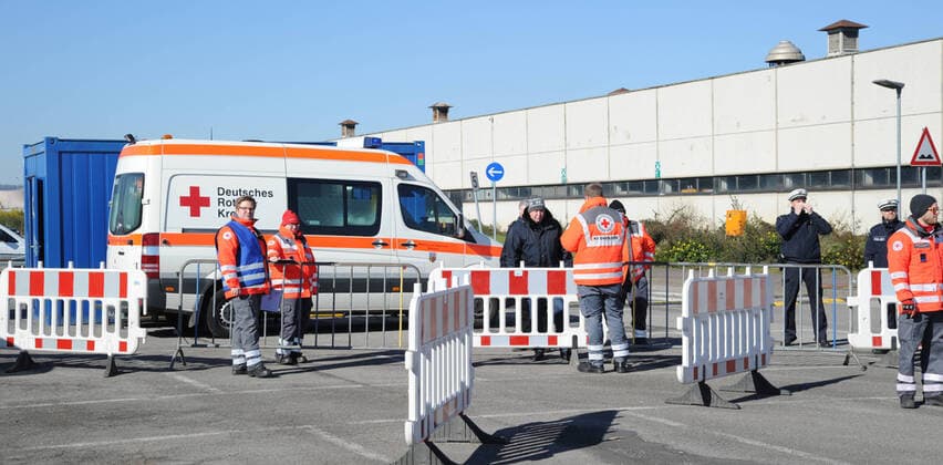 The Covid 19 Drive In Test Station on Tuesday 24 03 2020 on the premises of the FORD plants in Saarlouis bub
