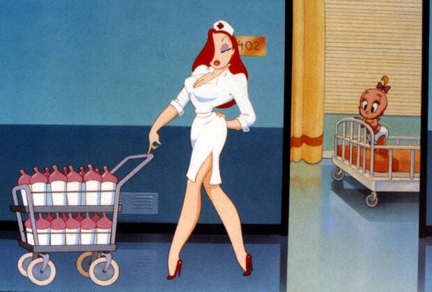 TUMMY TROUBLE, (animated short), Jessica Rabbit, Young Baby Herman, 1989. (c) Buena Vista Pictures Courtesy: Everett Collection. Buena Vista Pictures Courtesy Everett Collection !ACHTUNG AUFNAHMEDATUM GESCHÃ„TZT! PUBLICATIONXNOTxINxCANxCHNxFRAxITAxJPNxNORxPOLxRUSxESPxUKxUSA Copyright: xBuenaxVistaxPictures CourtesyxEverettxCollectionx MSDTUTR EC001