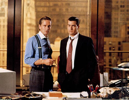 OSCARS. Bester Hauptdarsteller. PreistrÃ¤ger 1981-1990 WALL STREET, Michael Douglas, Charlie Sheen, 1987. TM and Copyright 20th Century Fox Film Corp. All rights reserved. Courtesy: Everett Collection 20thCentFox Courtesy Everett Collection !ACHTUNG AUFNAHMEDATUM GESCHÃ„TZT! PUBLICATIONXNOTxINxCANxCHNxFRAxITAxJPNxNORxPOLxRUSxESPxUKxUSA Copyright: x20thCentFox CourtesyxEverettxCollectionx MSDWAST FE005
