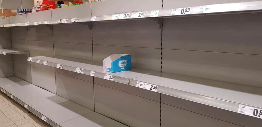 Empty racks for toilet paper , Berlin Empty racks for toilet paper at Rewe in Neukölln , Berlin