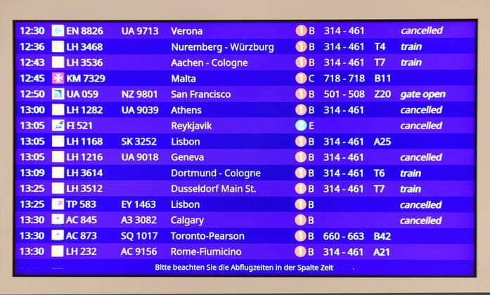 Germany, Frankfurt, 24 03 2020 Frankfurt Airport Photo Flights Cancelled in the departure hall Frankfurt Airport