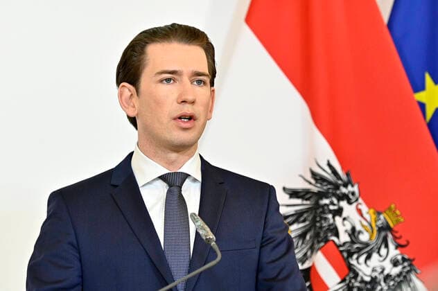 Vienna 24 03 2020, Federal Chancellery, Vienna, AUT, Coronavirus crisis, Austria, press conference, News on the Coronavirus, in the picture Federal Chancellor Sebastian Kurz OeVP during a press conference of Austrian Goverment about the Coronavirus Pandemic at the Federal Chancellery in Vienna, Austria on 2020 03 24  EP_pool