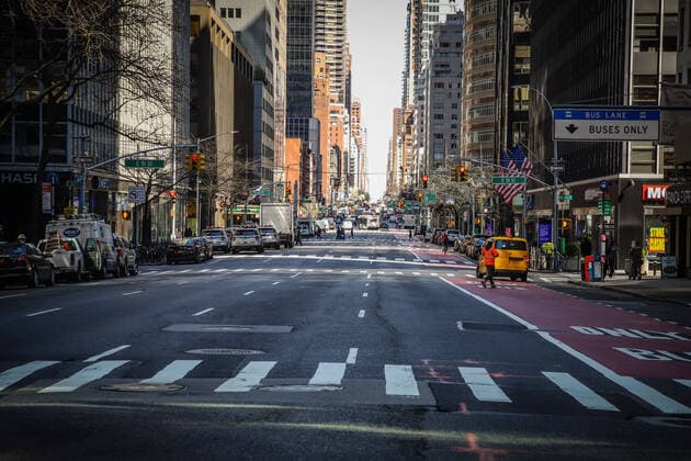 March 24, 2020, New York, NEW YORK, EUA: Empty streets in Manhattan during the COVID-19 Coronavirus Pandemic in New York in the United States. New York EUA - ZUMAc233 47093583st Copyright: xVanessaxCarvalhox