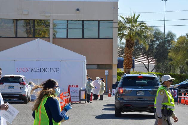 Las Vegas NV - March 24: UNLV Medicine conduct drive-up COVID-19 testing in Las Vegas, Nevada on March 24, 2020. Copyright: xDamairsxCarterx