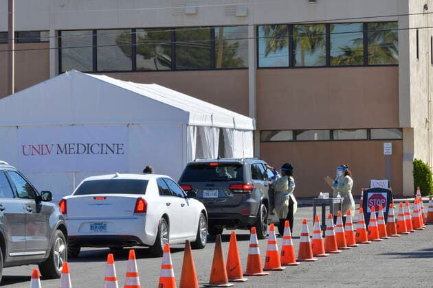 Las Vegas NV - March 24: UNLV Medicine conduct drive-up COVID-19 testing in Las Vegas, Nevada on March 24, 2020. Copyright: xDamairsxCarterx