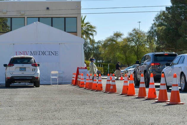 Las Vegas NV - March 24: UNLV Medicine conduct drive-up COVID-19 testing in Las Vegas, Nevada on March 24, 2020. Copyright: xDamairsxCarterx