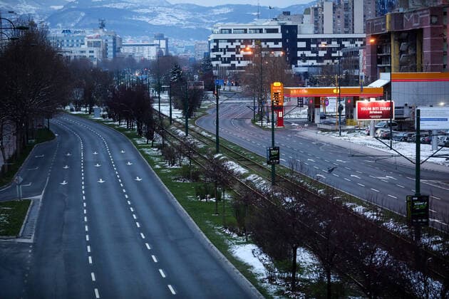 PXL_Sarajevo Empty Streets 24.03.2020., Sarajevo, Bosnia and Herzegovina - Empty streets of Sarajevo during COVID-19 crisis ArminxDurgut PIXSELL