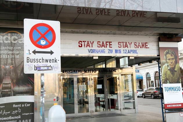 Coronavirus Sars CoV 2 COVID 19 cinemas closed Vienna, Ring, Gartenbaukino, 24 02 2020 Stay Safe Stay Sane Vienna Austria AVN101002381026