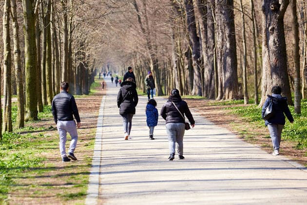 - Wien 24.03.2020 - Coronavirus Krise - In Wien sind trotz Coronavirus-Krise die städtischen Parks geöffnet – mit Ausnahmen wie dem Burg- und Volksgarten oder dem Augarten. Diese verwaltet der Bund. Der Wiener Bürgermeister drängt nun darauf, auch die Bundesgärten wieder aufzusperren denn je mehr man in einer Großstadt abschließt, desto mehr werden sich bei schönem Wetter dann in den verbleibenden Freiflächen drängen PHOTO: Bei kaltem aber schönem Wetter waren heute am Nachmittag viele Menschen im Wienerwald unterwegs. Vienna, Austria - Corona virus crisis - Despite the corona virus crisis, the city s parks are open - with exceptions such as the Burggarten and Volksgarten or the Augarten. The federal government manages these. The mayor of Vienna is now pushing to open the federal gardens again because the more you lock in a big c 