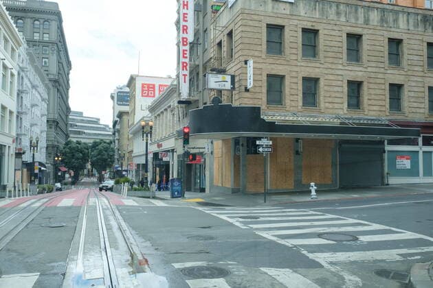 March 24, 2020, San Francisco, California, USA: A vacant Union Square due to San Francisco™s shelter in place order. San Francisco USA  - ZUMA™s 20200324_mda_s265_178 Copyright: xWilliamxJxSimpsonx