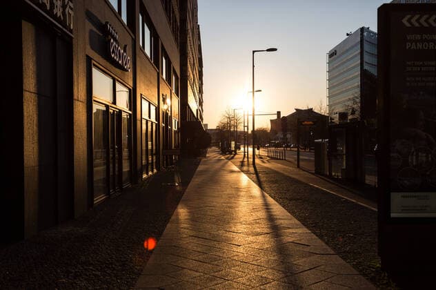 Empty pavement at Potsdamer Platz during the Corona Pandemic on 24 03 2020 in Berlin