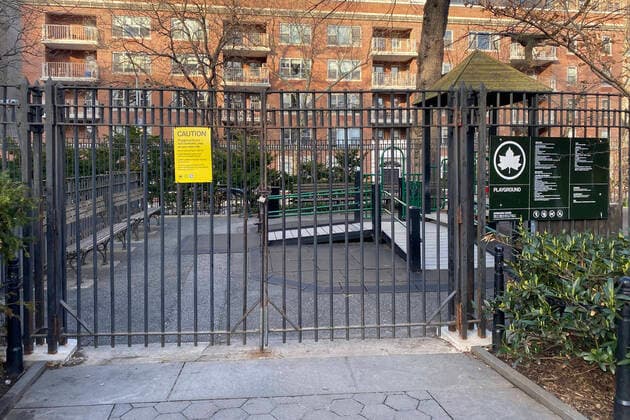 NEW YORK, NY - MARCH 24: A playground closed due to the coronavirus pandemic in New York City on March 24, 2020. Copyright: xRainmakerxPhotox