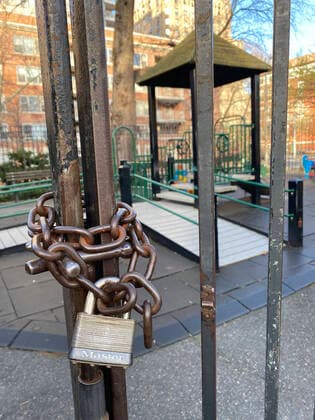 NEW YORK, NY - MARCH 24: A playground closed due to the coronavirus pandemic in New York City on March 24, 2020. Copyright: xRainmakerxPhotox