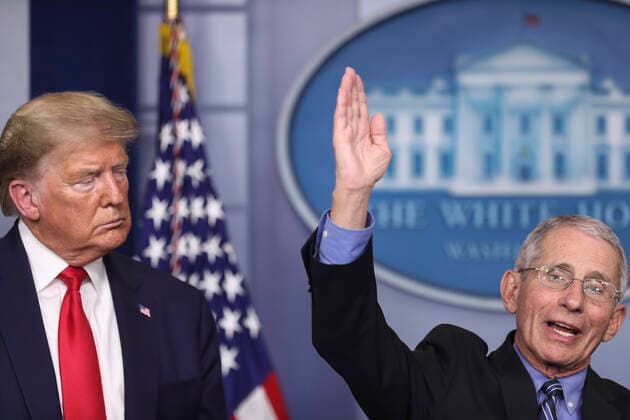 News Themen der Woche KW13 News Bilder des Tages President Donald Trump looks on as Director of the National Institute of Allergy and Infectious Diseases at the National Institutes of Health Dr. Anthony Fauci speaks during a press conference with members of the coronavirus task force in the Brady Press Briefing Room of the White House on March 24, 2020 in Washington, DC. Copyright: xOliverxContrerasx