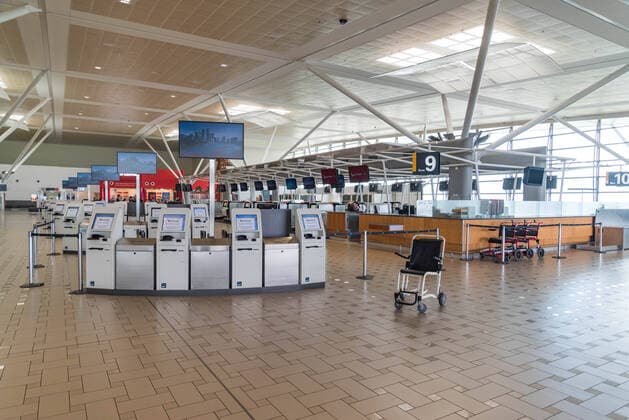 March 25, 2020, Brisbane, Australia: Brisbane Airport departures gate is pictured empty. .Australia and many countries are shutting borders after Covid-19 spread rapidly. Brisbane Australia - ZUMAs197 20200325_zaa_s197_017 Copyright: xFlorentxRolsx