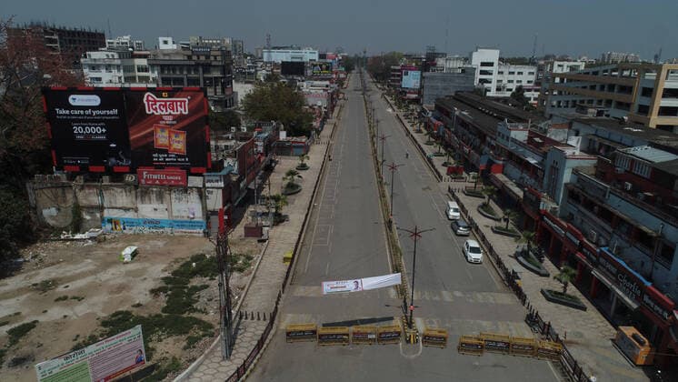 March 25, 2020, Prayagraj, Uttar Pradesh, India: Prayagraj: City wears a deserted look during lockdown in wake of Corona virus pandemic in Prayagraj on Wednesday, March 25, 2020. Prayagraj India - ZUMAv115 20200325_zap_v115_009 Copyright: xPrabhatxKumarxVermax