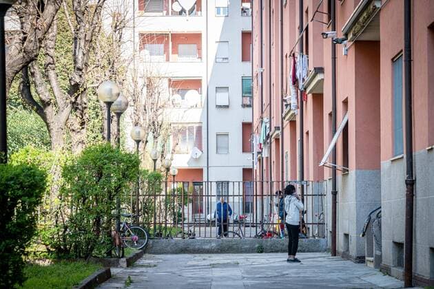 Milan - life in apartment buildings at the time of the Coronavirus. Popular houses viale Publie, Piazzale Cuoco area Editorial Usage Only  Copyright: xx xIPAx