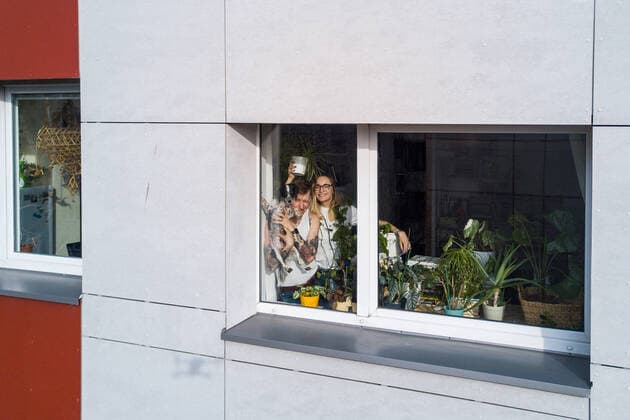 March 24, 2020, Vilnius, Lithuania: ALL PHOTOS WERE TAKEN WITH CONSENT AND WITH PERMISSION TO SHARE IMAGES**..A photographer has used his drone to capture images of people quarantined in their homes during the coronavirus pandemic...The heartwarming photos show how Lithuanian families are spending their time in lockdown, away from the outside world...Photographer Adas Vasiliauskas explained how due the cancellation of his usual advertising photography jobs he decided to make the most of social distancing and show how people are brought together in a time of isolation...Adas explains: At first I thought of offering to shoot people with a telephoto lens, but then I remembered I use a drone in my wedding photography and the drone is a totally zero-human-contact way to capture things. .. I shot a few of my friends, the photos gained a lot - ZUMAc218 20200324_zia_c218_046 Copyright: xCOVERxImagesx