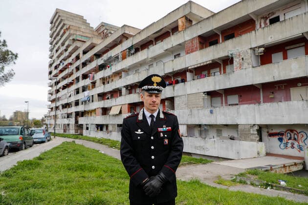 March 25, 2020, Naples, CAMPANIA, ITALY: 03 25 2020 Naples, Scampia district, the carabinieri and the helicopters department of Pontecagnano have presented the new drones that will serve for the control of the gatherings by citizens during the quarantine for the emergency from covid-19 virus Naples ITALY - ZUMAs236 20200325_zap_s236_004 Copyright: xFabioxSassox