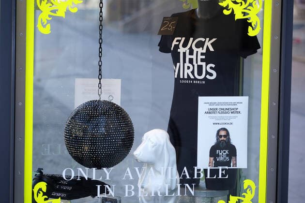 25 03 2020,Berlin,Germany,GER,the city in times of the Corona Pandemic, Fuck the Virus, seen at Kurfürstendamm